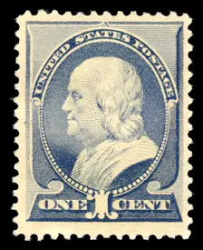 1c Franklin single, 1887. Creator: American Bank Note Company