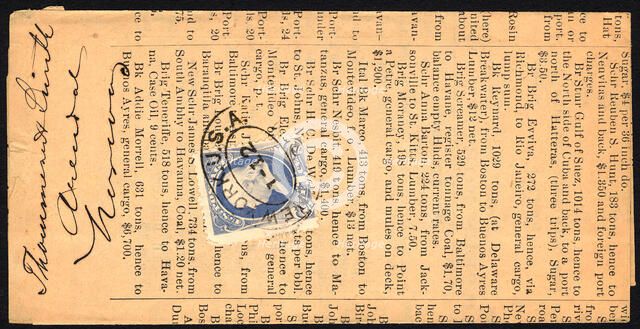 1c Franklin printed matter rate cover, January 12, 1884. Creator: Unknown.