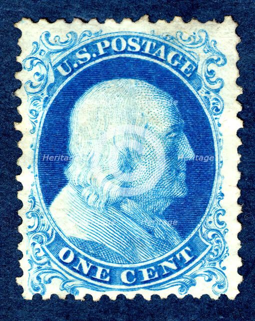 1c Franklin reprint single, 1875. Creator: Continental Bank Note Company.