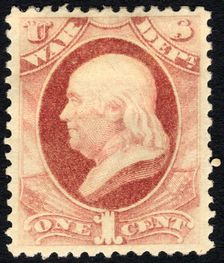 1c Franklin War Department single, 1879. Creator: Unknown
