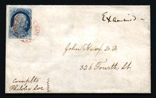 1c Franklin with New York Carrier cancel cover, c. 1852. Creator: Unknown