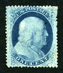 1c Franklin type V single, 1857. Creator: Unknown