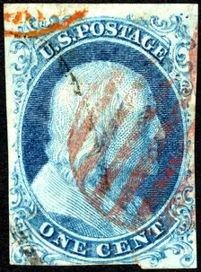 1c Franklin type I single, 1851. Creator: Unknown