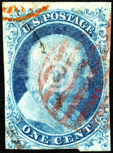 1c Franklin type I single, 1851. Creator: Unknown.