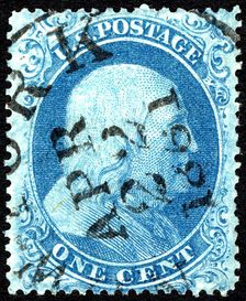 1c Franklin type I single, 1861. Creator: Unknown