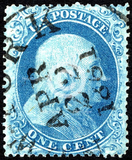 1c Franklin type I single, 1861. Creator: Unknown.