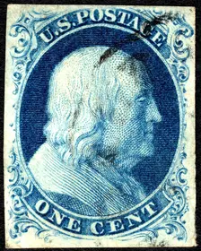 1c Franklin type Ic single, 1851. Creator: Unknown
