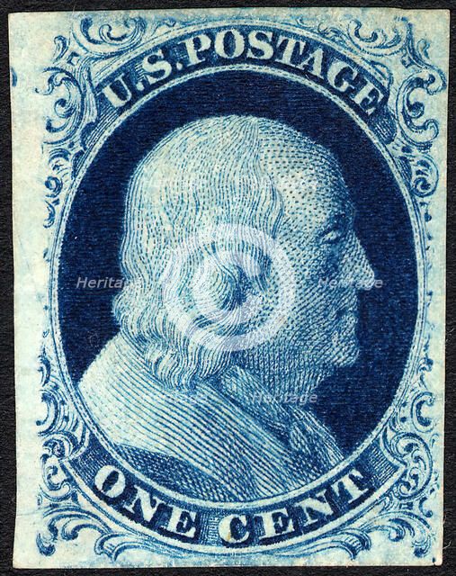 1c Franklin type II single, 1851. Creator: Unknown.