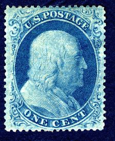 1c Franklin type II single, 1857. Creator: Toppan, Carpenter & Company