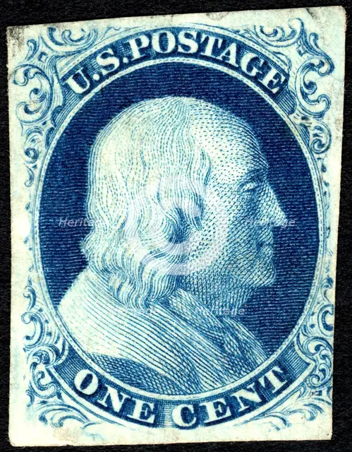1c Franklin type III single, 1851. Creator: Unknown.