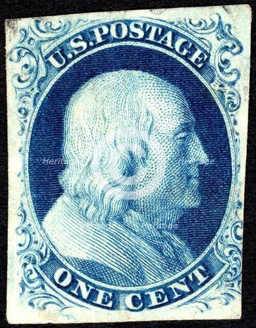 1c Franklin type III single, 1851. Creator: Unknown.