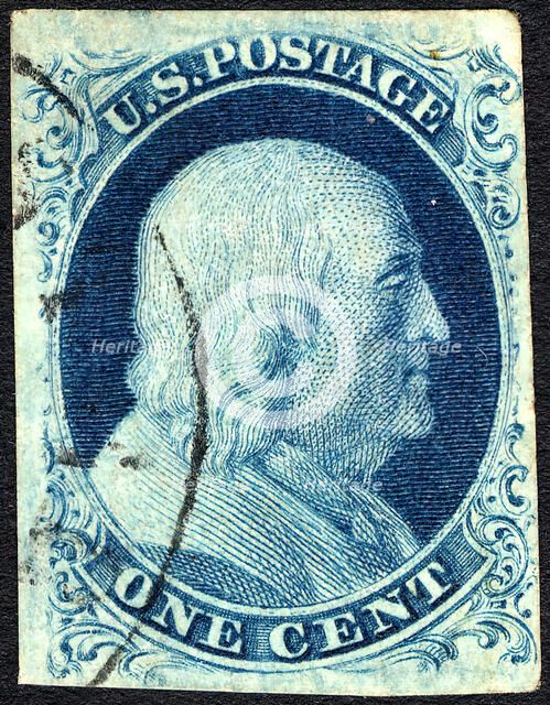 1c Franklin type IIIa single, 1851. Creator: Unknown.