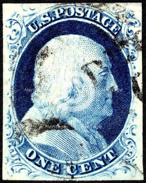 1c Franklin type IV single, 1852. Creator: Unknown.