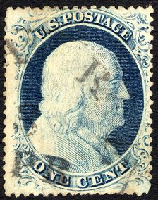 1c Franklin type IV single, 1857. Creator: Unknown