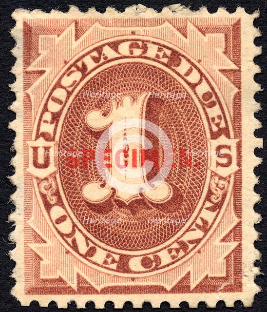 1c Postage Due specimen overprint single, 1884. Creator: Unknown.