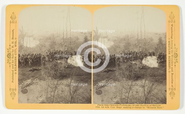 1st Ark. Con. Regt. making a charge in "Hornets Nest", 1887. Creator: Henry Hamilton Bennett.