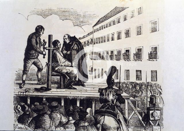 1st Carlist War from 1833 to 1840, death penalty to garotte of a Carlist deputy accused of crimes…