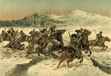 1st Cossack Skirmish with the Japanese in Korea, 1904. Creator: Unknown