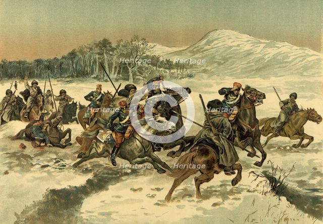 1st Cossack Skirmish with the Japanese in Korea, 1904. Creator: Unknown.