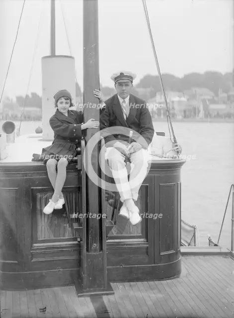 1st Earl of Birkenhead with his daughter on board their yacht, (Isle of Wight?), c1925. Creator: Kirk & Sons of Cowes.