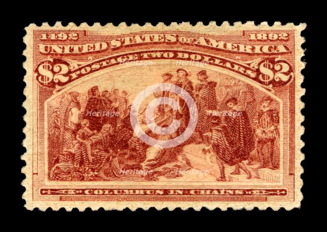 $2 Columbus in Chains single, 1893. Creator: American Bank Note Company.