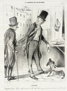 2 heures - Le gouter d'Azor, 1839. Creator: Honore Daumier