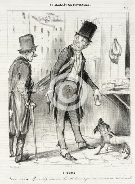 2 heures - Le gouter d'Azor, 1839. Creator: Honore Daumier.