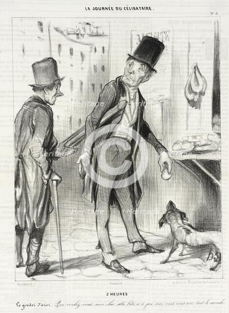 2 heures - Le gouter d'Azor, 1839. Creator: Honore Daumier.