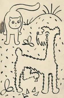 20. A story about a dog and a cat, around 1928. Creator: Josef Capek