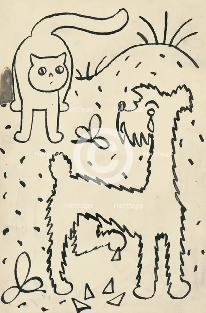 20. A story about a dog and a cat, around 1928. Creator: Josef Capek.