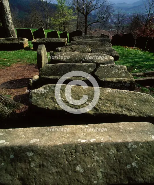 20 sepulchres and five steles, Argineta Necropolis, Basque Country, Spain, Upper Middle Ages (2001). Creator: LTL.