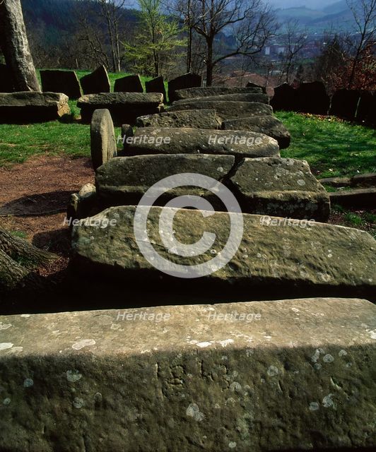 20 sepulchres and five steles, Argineta Necropolis, Basque Country, Spain, Upper Middle Ages (2001). Creator: LTL.