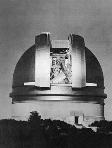 200 inch Hale telescope at Palomar Observatory, California, at night, c1948