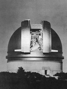 200 inch Hale telescope at Palomar Observatory, California, at night, c1948