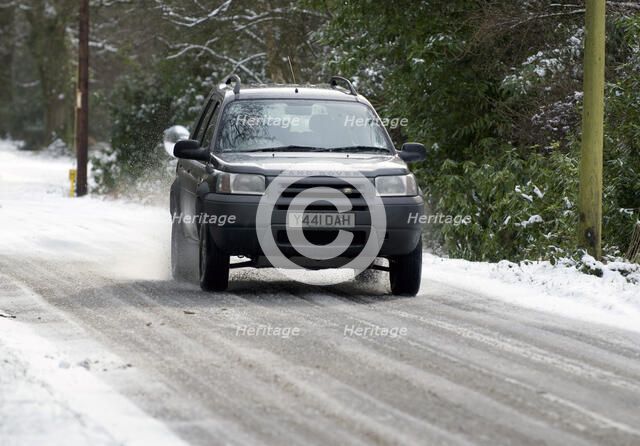 2001 Land Rover Freelander driving on icy road Artist: Unknown.