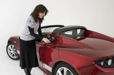 2010 Tesla Roadster electric car being re charged