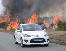 2010 Mazda 2 Sport, controlled burning in New Forest