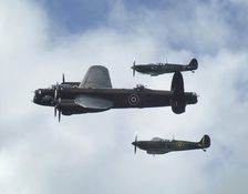 2011 Goodwood Revival Meeting, Lancaster bomber and 2 Spitfires in aerial display