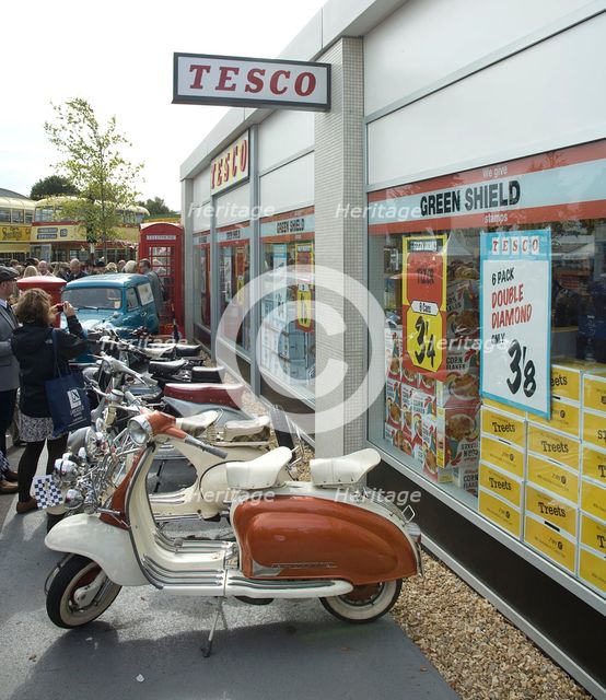 2011 Goodwood Revival Meeting, Tesco retro shop and scooters Artist: Unknown.