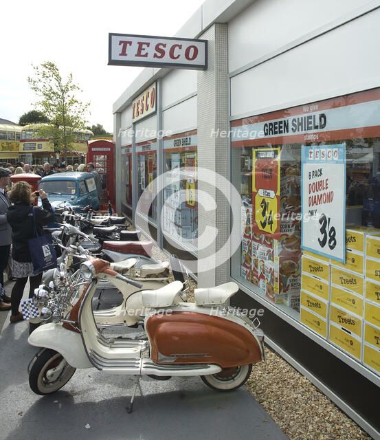 2011 Goodwood Revival Meeting, Tesco retro shop and scooters Artist: Unknown.