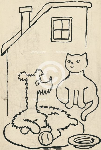 21. A story about a dog and a cat, around 1928. Creator: Josef Capek.