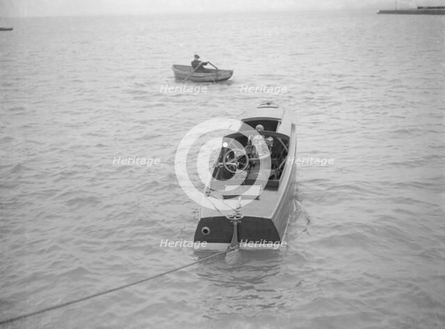 21 Footer motor launch showing engines, 1914. Creator: Kirk & Sons of Cowes.