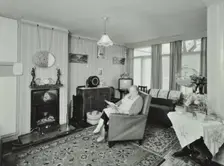 22 Minstead Gardens, Alton Estate, Wandsworth, London: living room, 1960. Creator: Unknown