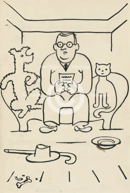 24. A story about a dog and a cat, around 1928. Creator: Josef Capek.