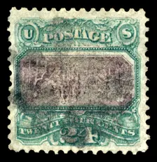 24c Declaration of Independence G Grill invert error single, 1869. Creator: National Bank Note Company