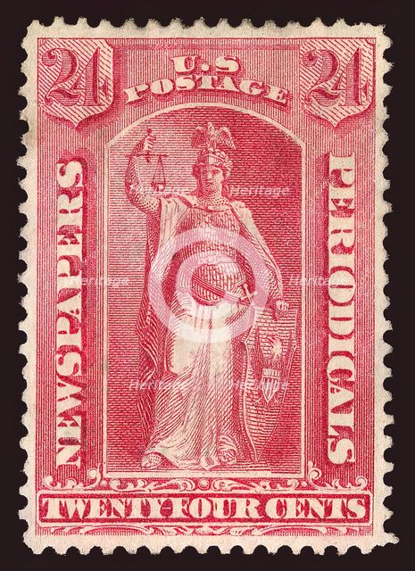24c Justice Newspapers and Periodicals imprint single, 1875. Creator: Unknown.