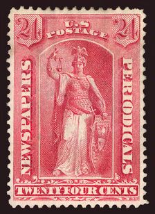 24c Justice Newspapers and Periodicals imprint single, 1875. Creator: Unknown