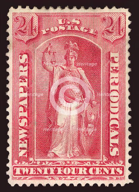 24c Justice Newspapers and Periodicals imprint single, 1875. Creator: Unknown.