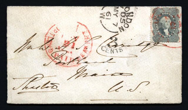24c Washington used abroad at London on cover, 1861. Creator: Unknown.