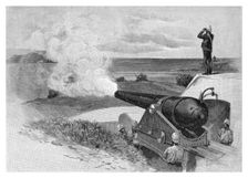 25 Ton gun at Middle Head, Sydney, New South Wales, Australia, 1886.Artist: JR Ashton